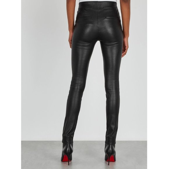 Helmut Lang Lamb Leather Leggings / Size 2 / Black Trousers - Picture 2 of 12